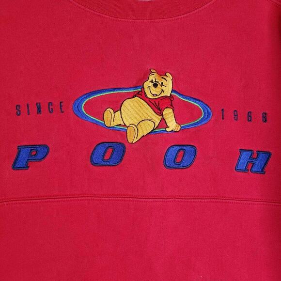 VINTAGE Winnie The Pooh The Disney Store Sweatshirt L Large Red Fleece 90s - Picture 4 of 11